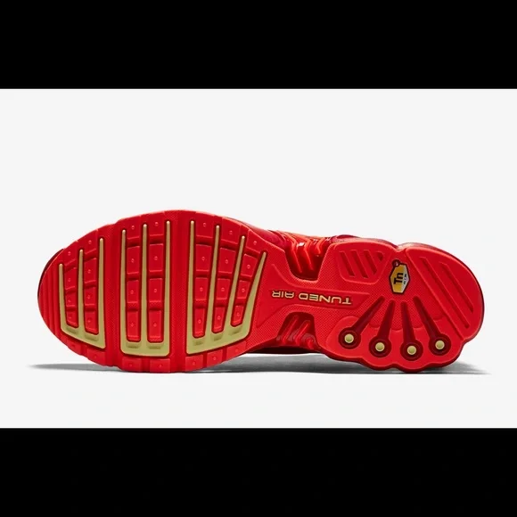 AIR MAX PLUS IRON MAN RED METALLIC GOLD SNEAKERS SHOES CK6715